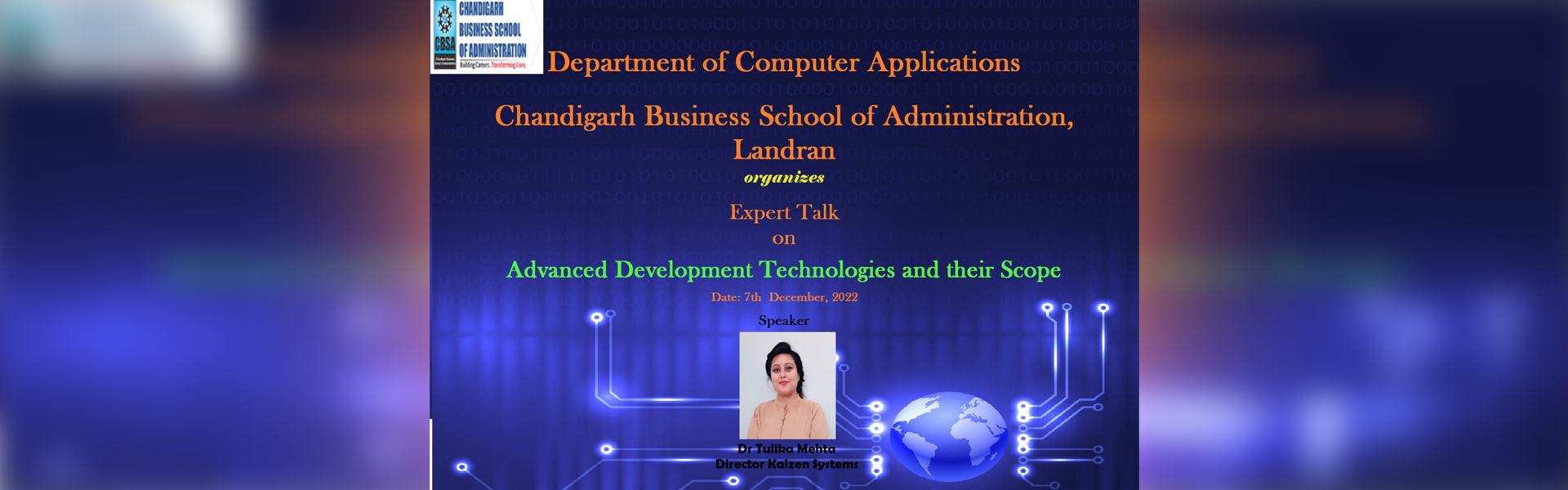 Advanced Development Technologies and their Scope” on 7th December, 2022 