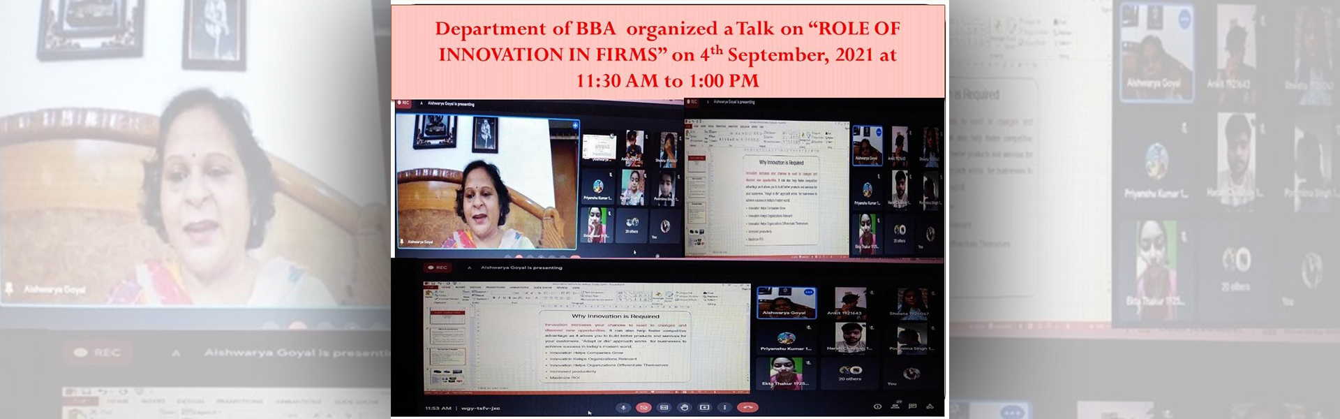 BBA Department Talk on Role of Innovation in Firms 