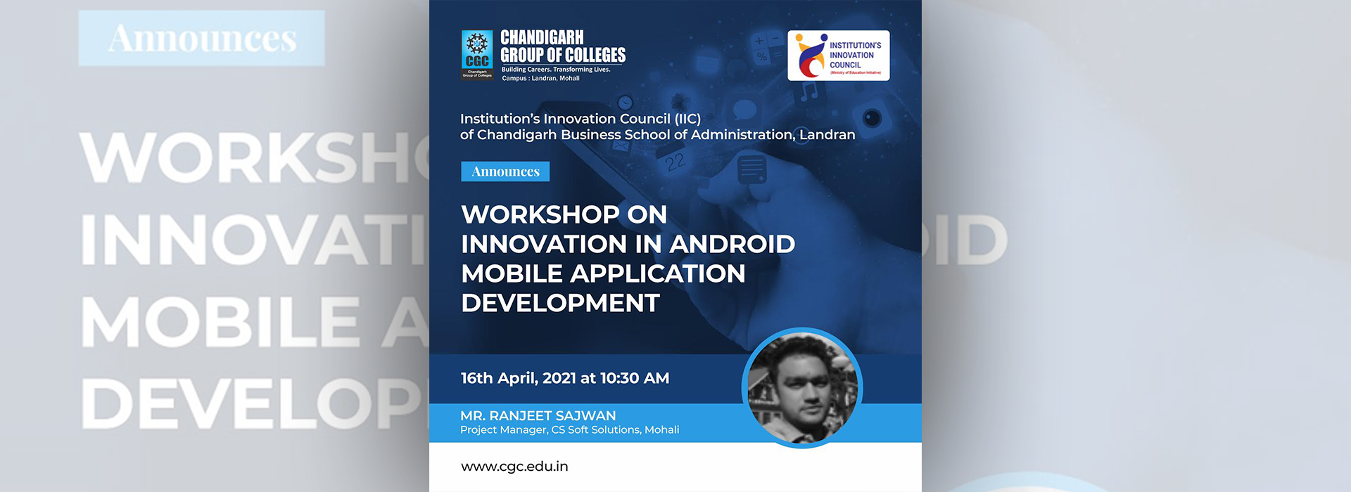 Workshop on  Innovation in Android Mobile Application Development 